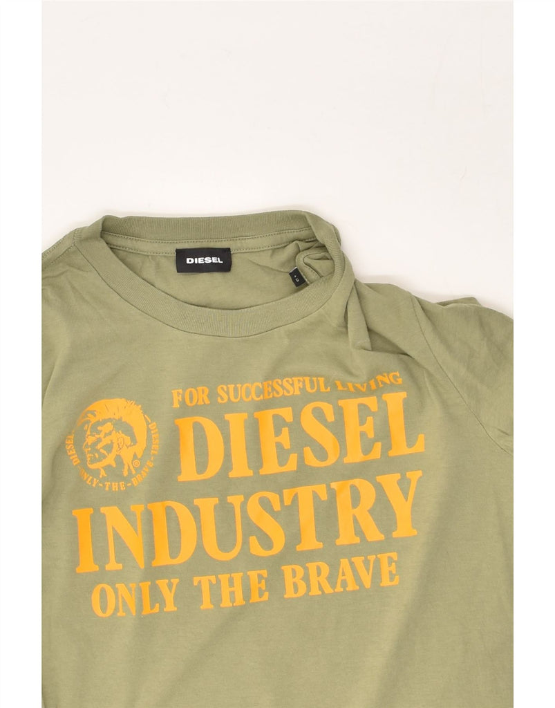 DIESEL Boys Graphic Top Long Sleeve 11-12 Years Khaki Cotton | Vintage Diesel | Thrift | Second-Hand Diesel | Used Clothing | Messina Hembry 