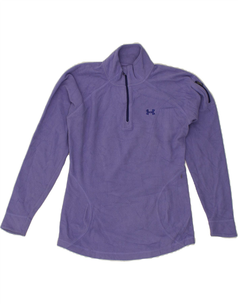 UNDER ARMOUR Womens Zip Neck Fleece Jumper UK 10 Small Purple Polyester | Vintage Under Armour | Thrift | Second-Hand Under Armour | Used Clothing | Messina Hembry 