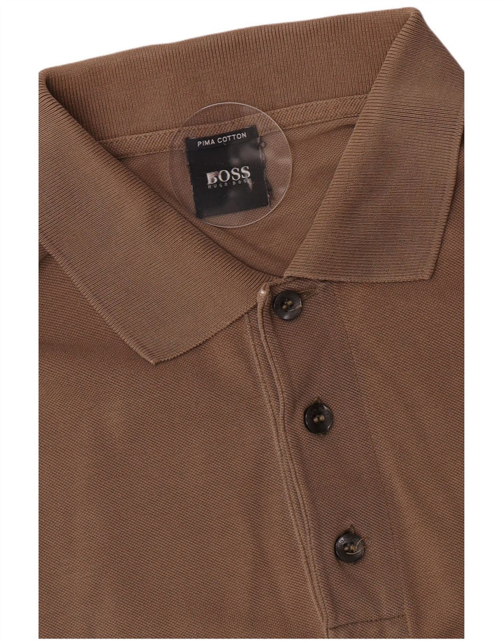 Hugo Boss Mens Polo Shirt Small Brown Cotton