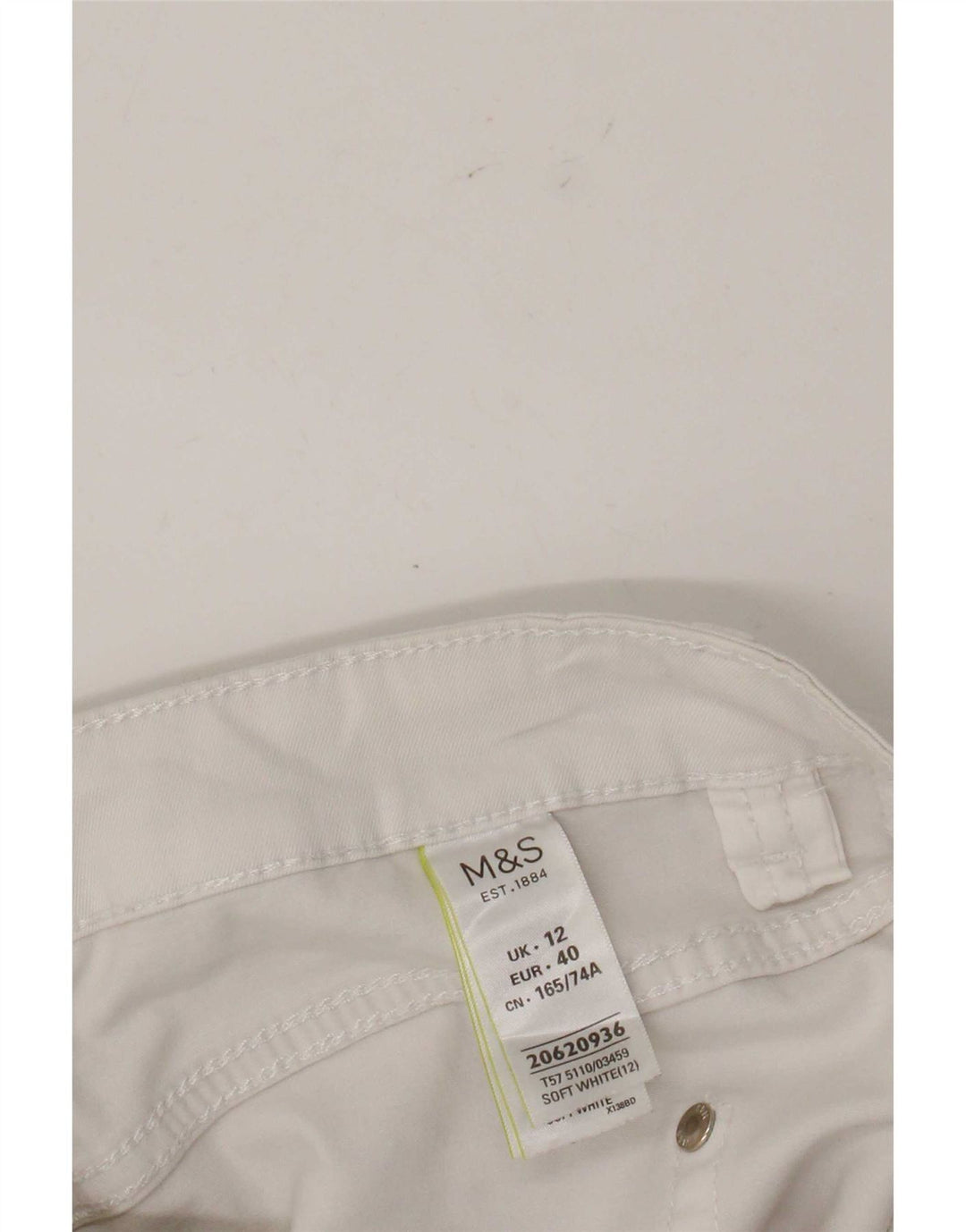 Marks & Spencer Womens Capri Trousers UK 12 Medium W32 L21 White