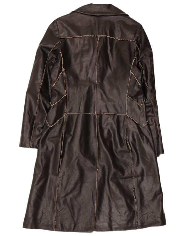 Conbipel Womens Trench Leather Coat IT 42 Medium Black
