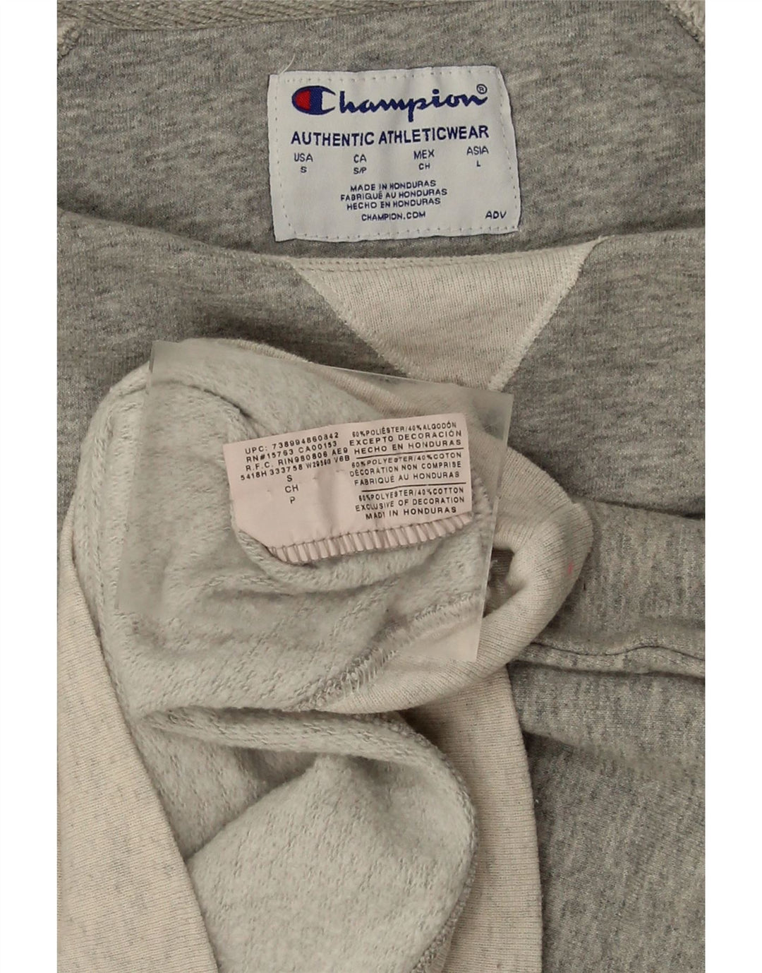 CHAMPION Womens Graphic Sweatshirt Jumper UK 10 Small Grey Polyester Vintage Champion and Second-Hand Champion from Messina Hembry 