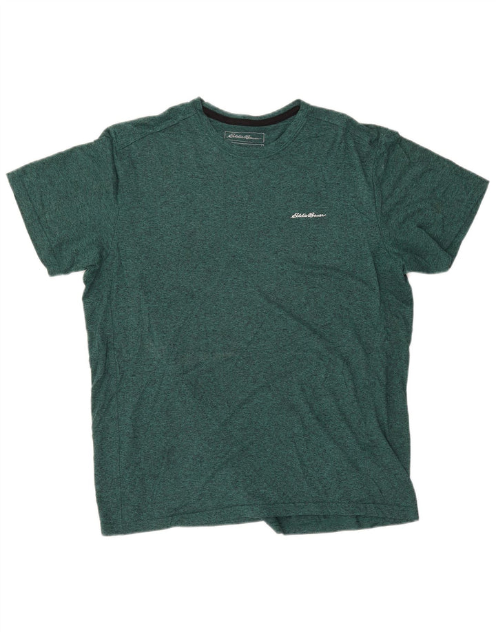 Eddie Bauer Mens Regular Fit T-Shirt Top Large Green Flecked Polyester