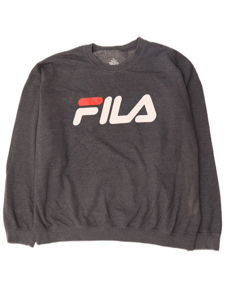 Fila Mens Graphic Sweatshirt Jumper 2XL Grey Cotton