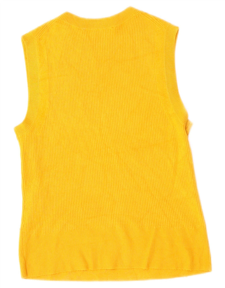 ZARA Womens Crop Vest Tank Top UK 12 Medium Yellow Viscose
