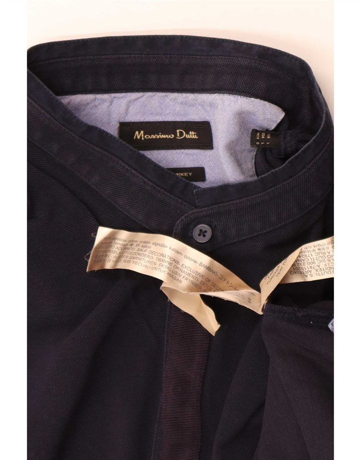 Massimo Dutti Mens Polo Shirt Large Navy Blue Cotton