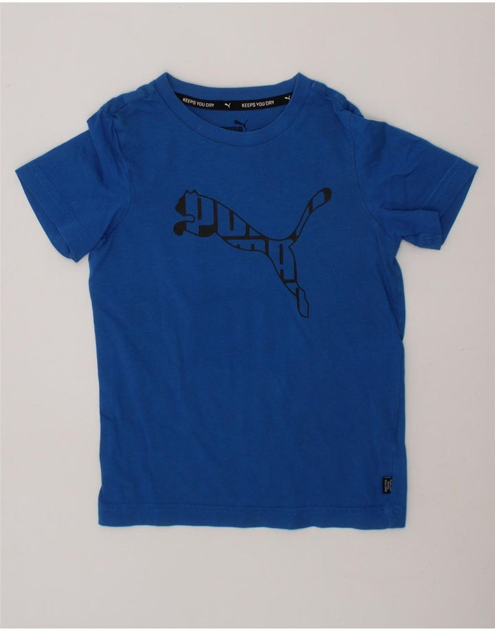 PUMA Boys Graphic T-Shirt Top 5-6 Years Blue Cotton Vintage Puma and Second-Hand Puma from Messina Hembry 