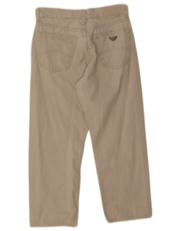 Armani Boys Straight Casual Trousers 6-7 Years Beige Cotton