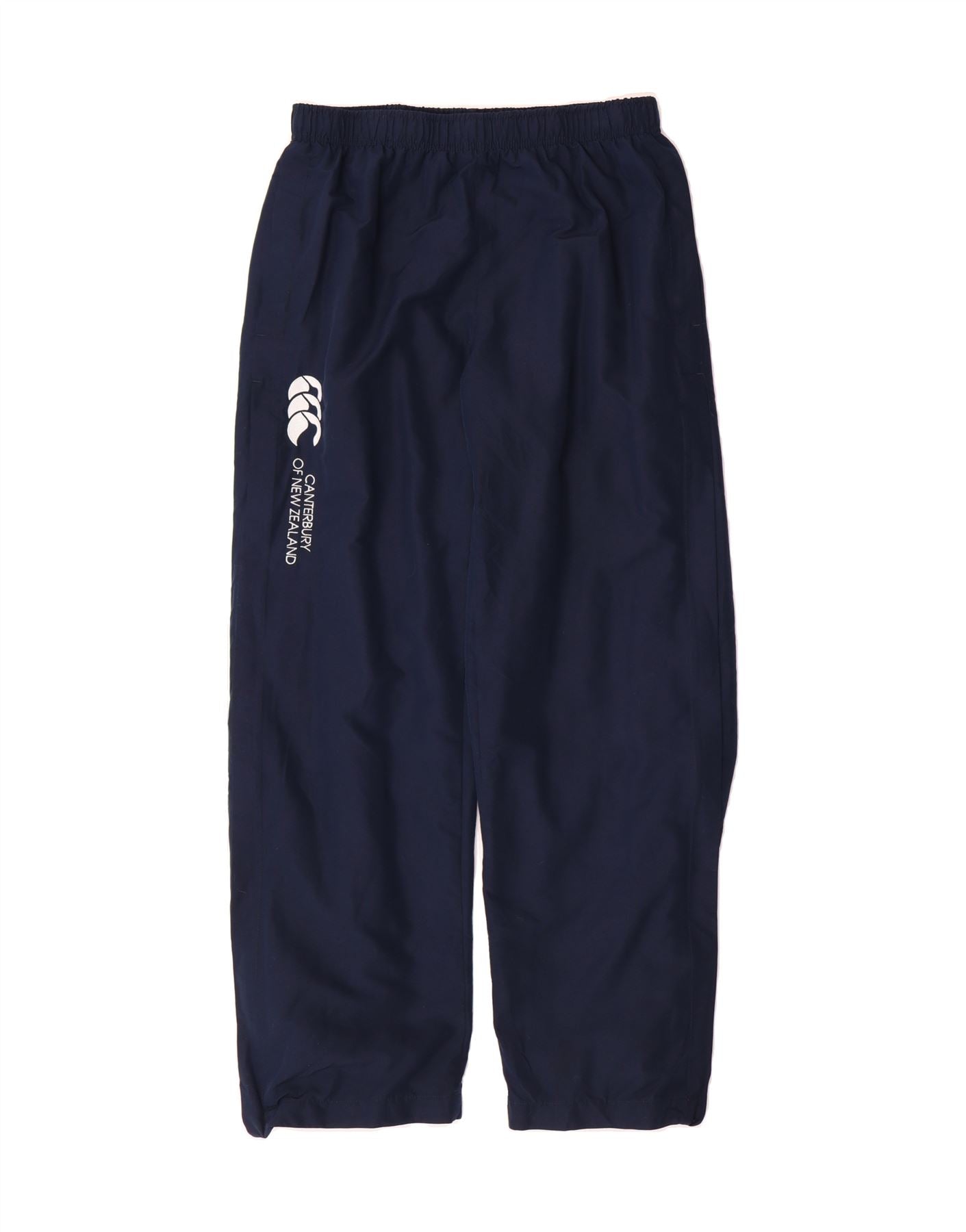CANTERBURY Womens Graphic Tracksuit Trousers UK 14 Large  Navy Blue Vintage Canterbury and Second-Hand Canterbury from Messina Hembry 