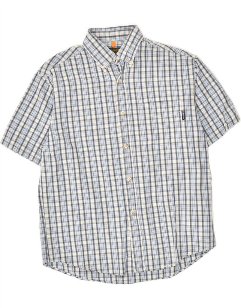TIMBERLAND Boys Short Sleeve Shirt 9-10 Years Blue Check Cotton | Vintage Timberland | Thrift | Second-Hand Timberland | Used Clothing | Messina Hembry 