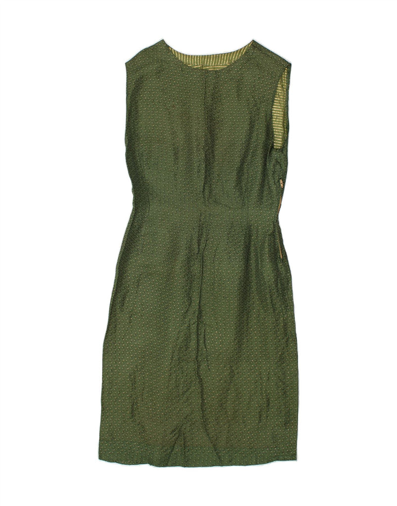 VINTAGE Womens Sleeveless Sheath Dress UK 10 Small Green Spotted | Vintage Vintage | Thrift | Second-Hand Vintage | Used Clothing | Messina Hembry 