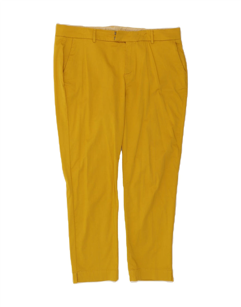 MASSIMO DUTTI Womens Slim Cropped Trousers EU 42 Large W34 L26 Yellow Vintage Massimo Dutti and Second-Hand Massimo Dutti from Messina Hembry 