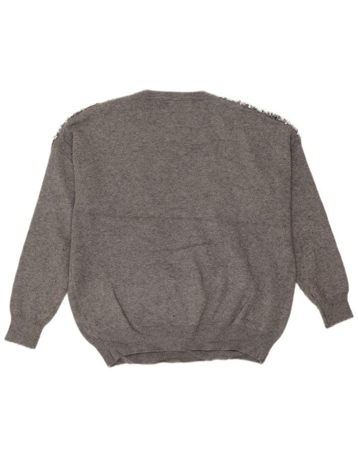 COAST Womens Crew Neck Jumper Sweater UK 14 Large Grey Viscose