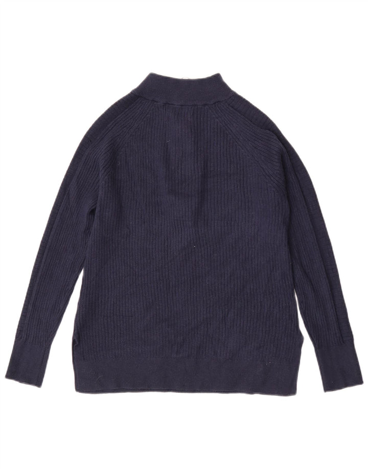 Marks & Spencer Womens Zip Neck Jumper Sweater UK 10 Small Navy Blue