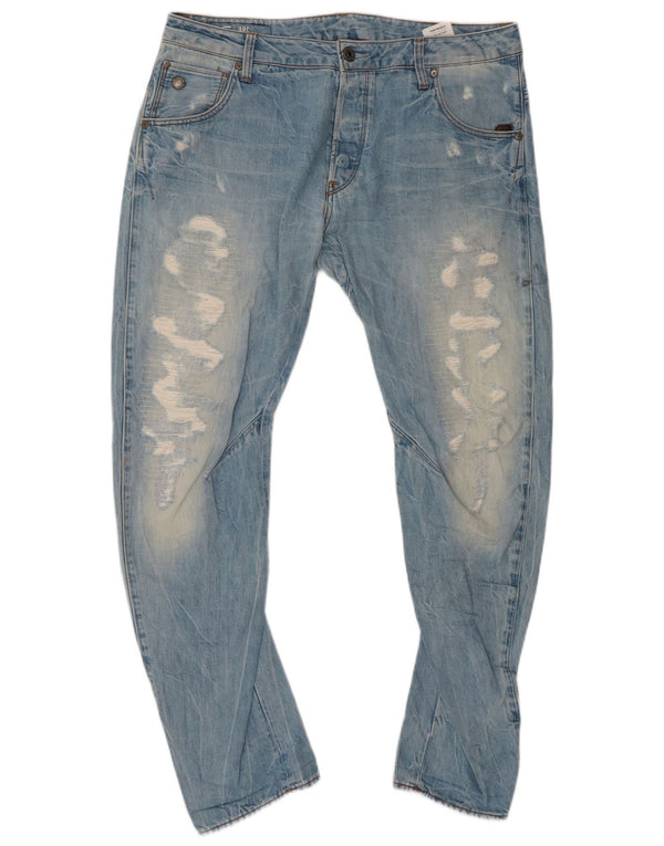 G-STAR Mens 3D Arc Distressed Banana Slim Jeans W34 L30 Blue Cotton