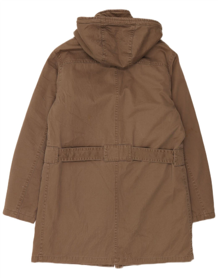 BENETTON Mens Hooded Parka Jacket IT 48 Medium Brown Polyester