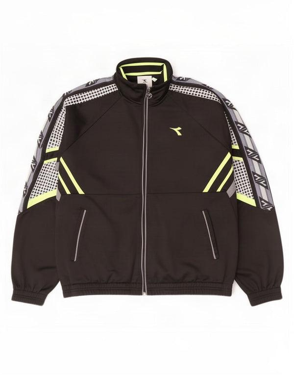 Diadora Mens Tracksuit Top Jacket UK 46 2XL Black Colourblock Polyester