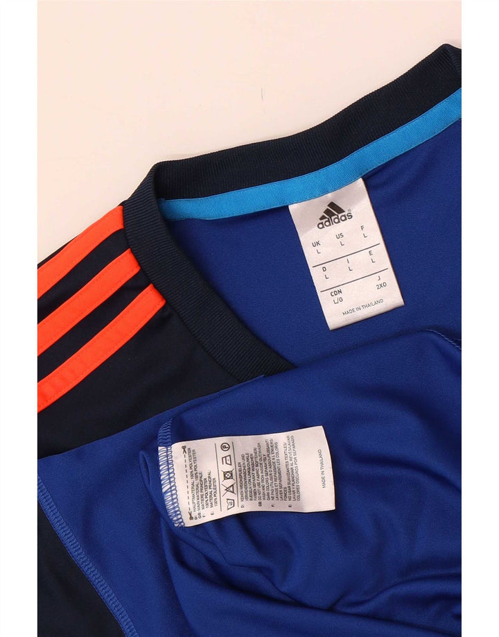 Adidas Mens Climalite T-Shirt Top Large Blue Colourblock Polyester