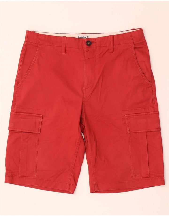 Timberland Mens Relaxed Fit Cargo Shorts W31 Medium Red Cotton