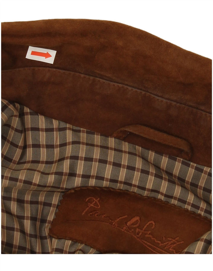 PAUL SMITH Mens Suede Jacket IT 50 Large Brown Leather