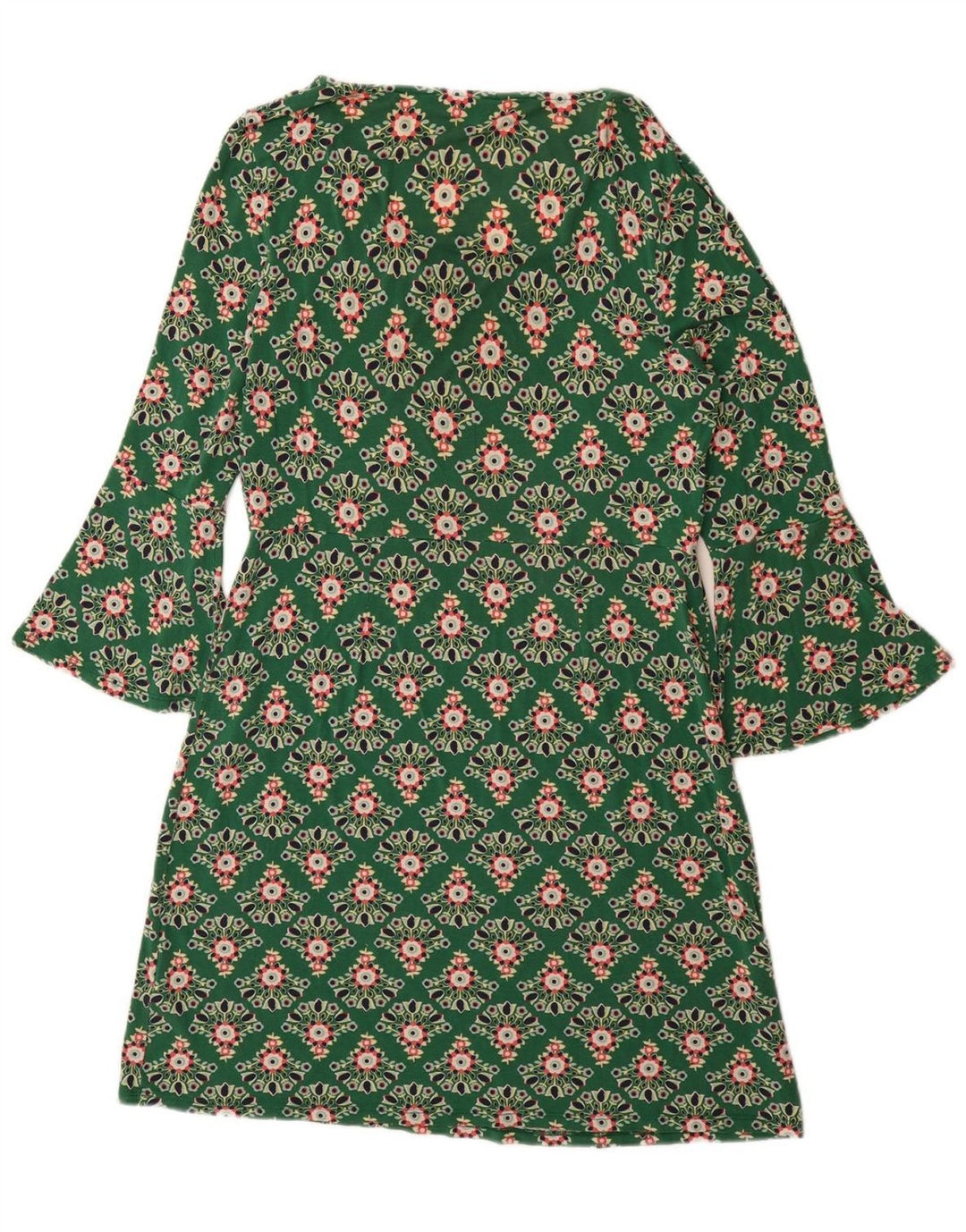 BODEN Womens 3/4 Sleeve A-Line Dress UK 14 Large  Green Floral Viscose