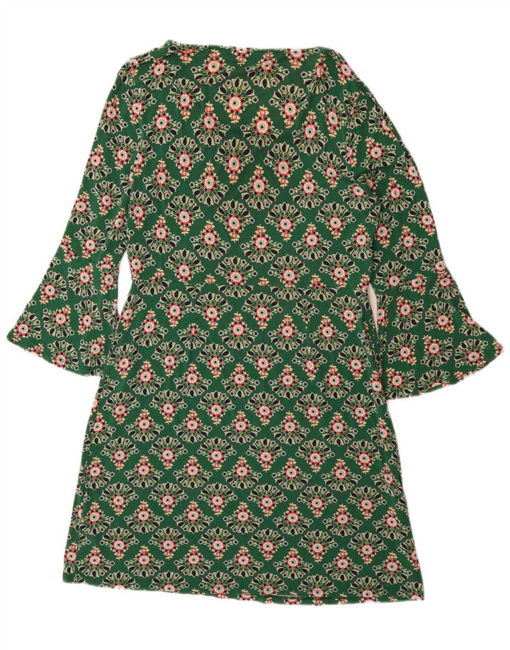 BODEN Womens 3/4 Sleeve A-Line Dress UK 14 Large  Green Floral Viscose