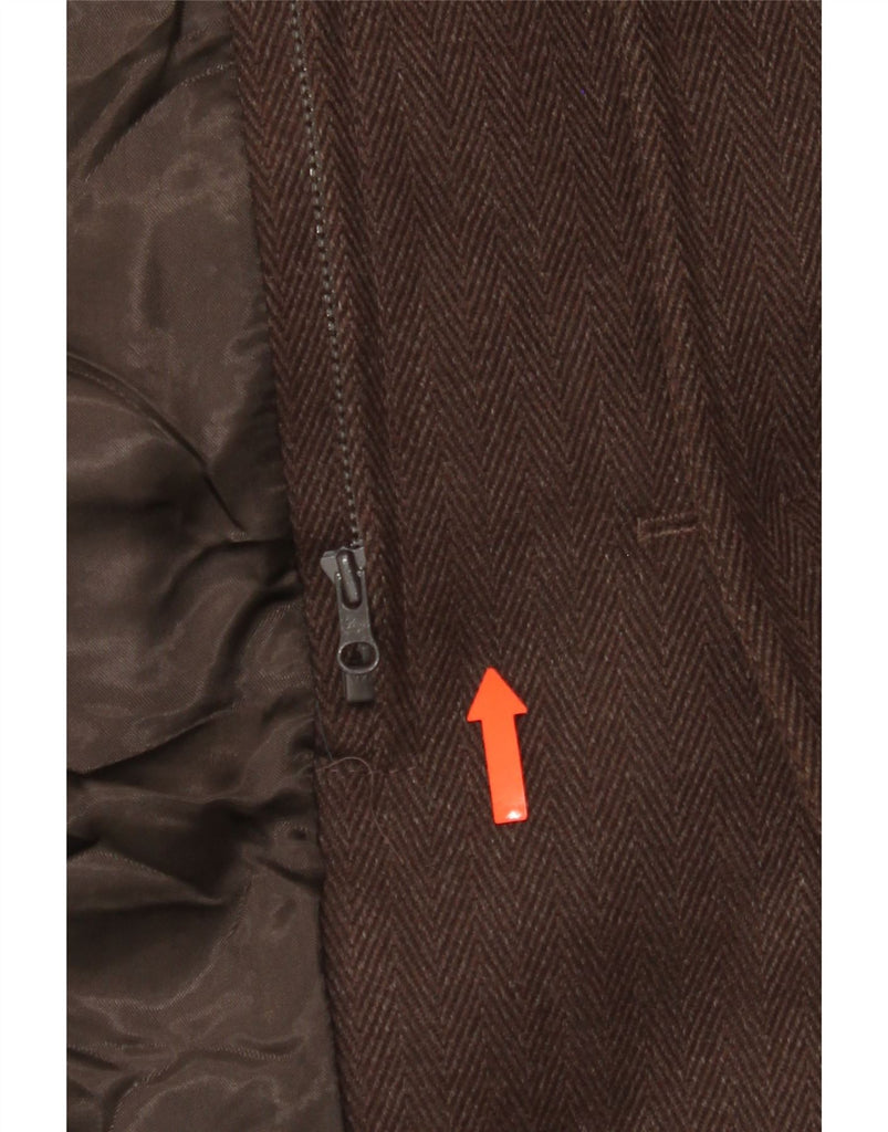 FAY Mens 3 Button Blazer Jacket UK 38 Medium Brown Herringbone Virgin Wool Vintage Fay and Second-Hand Fay from Messina Hembry 