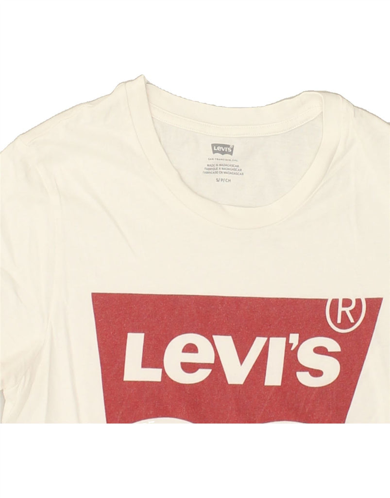 LEVI'S Womens Graphic T-Shirt Top UK 10 Small White Cotton | Vintage Levi's | Thrift | Second-Hand Levi's | Used Clothing | Messina Hembry 