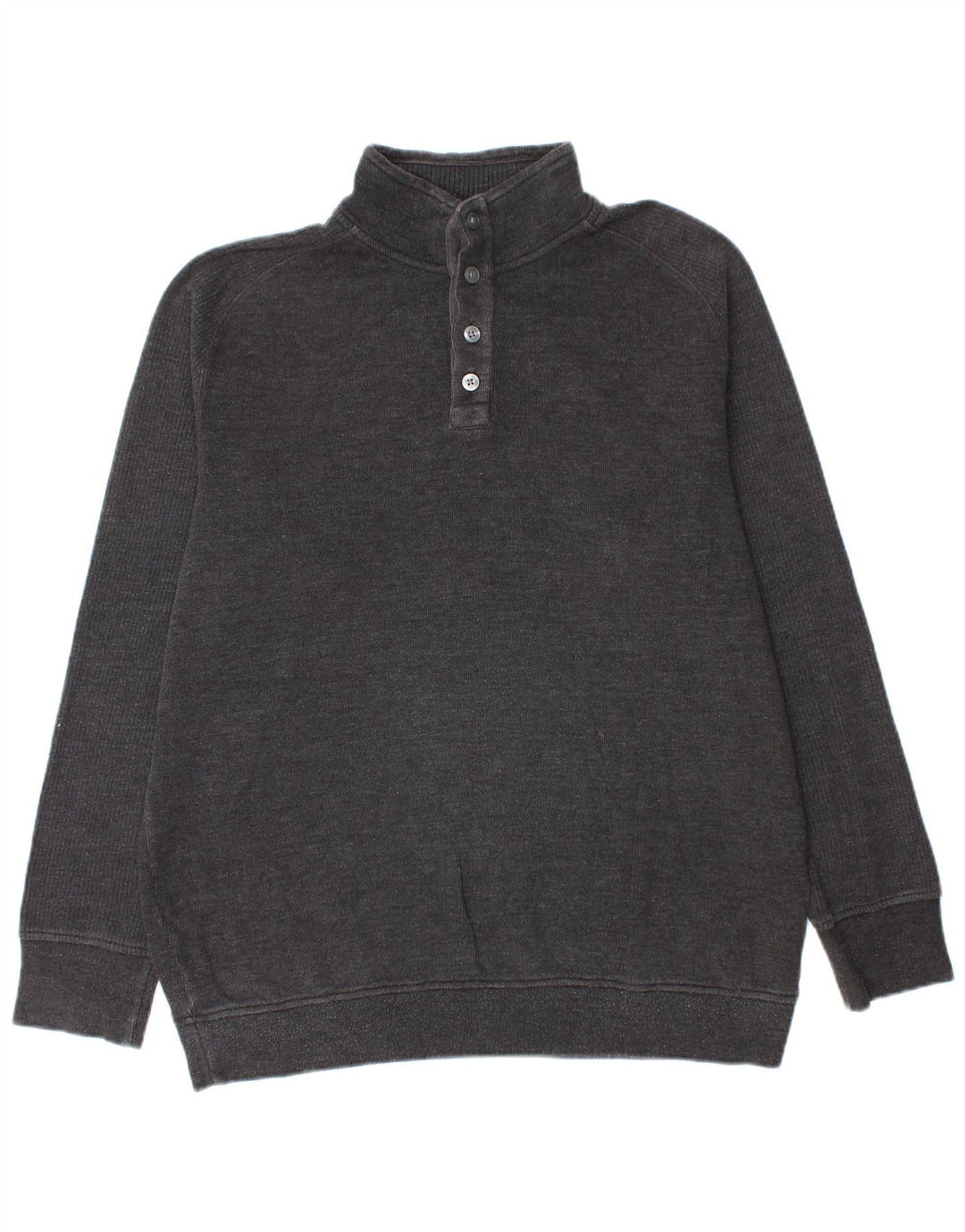 Marks & Spencer Mens Button Neck Jumper Sweater Medium Grey Cotton