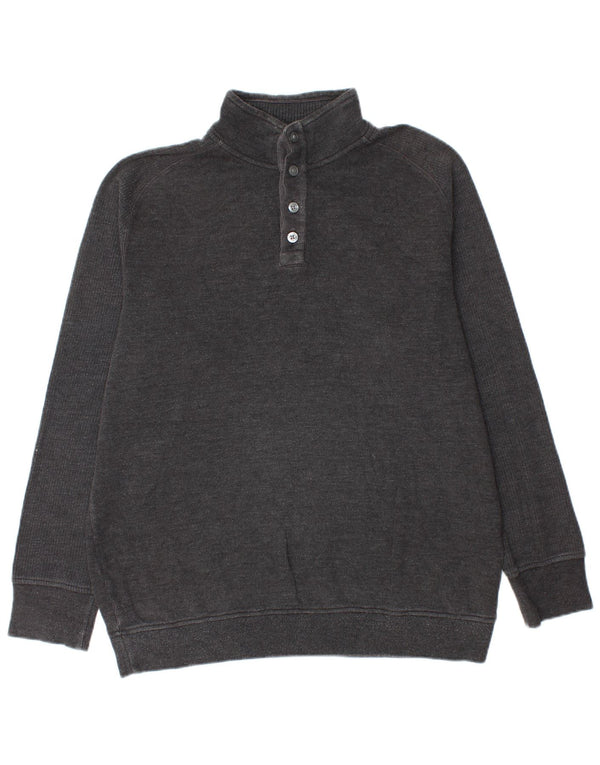Marks & Spencer Mens Button Neck Jumper Sweater Medium Grey Cotton