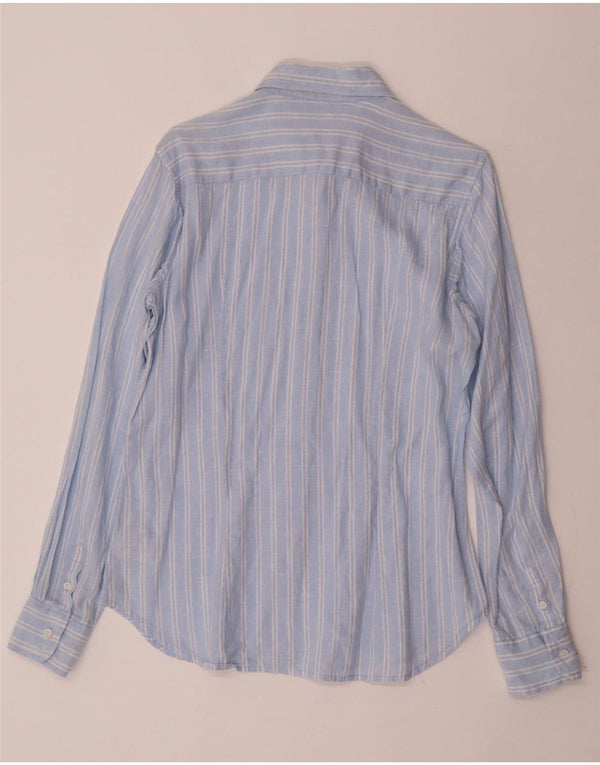 TOMMY HILFIGER Womens Classic Fit Shirt US 12 Large Blue Striped Linen