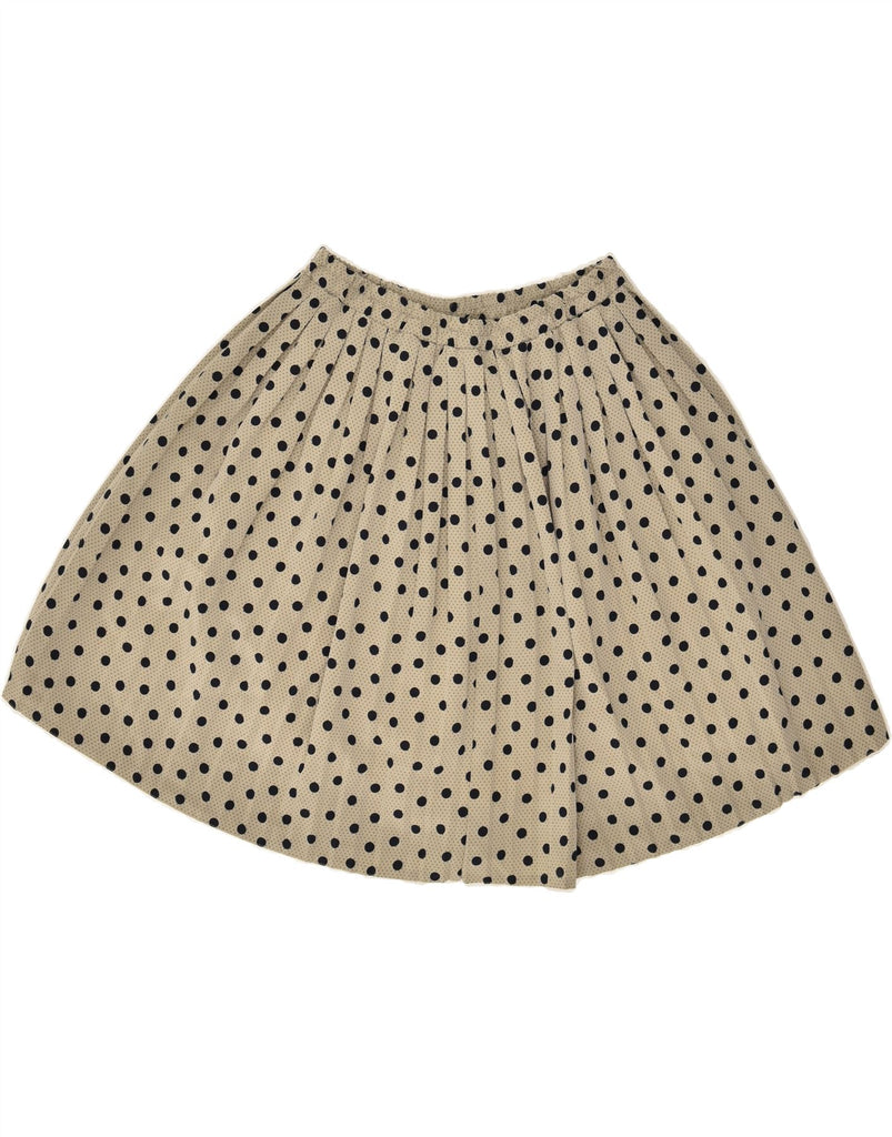 VINTAGE Womens Pleated Skirt W26 Small  Beige Polka Dot | Vintage Vintage | Thrift | Second-Hand Vintage | Used Clothing | Messina Hembry 