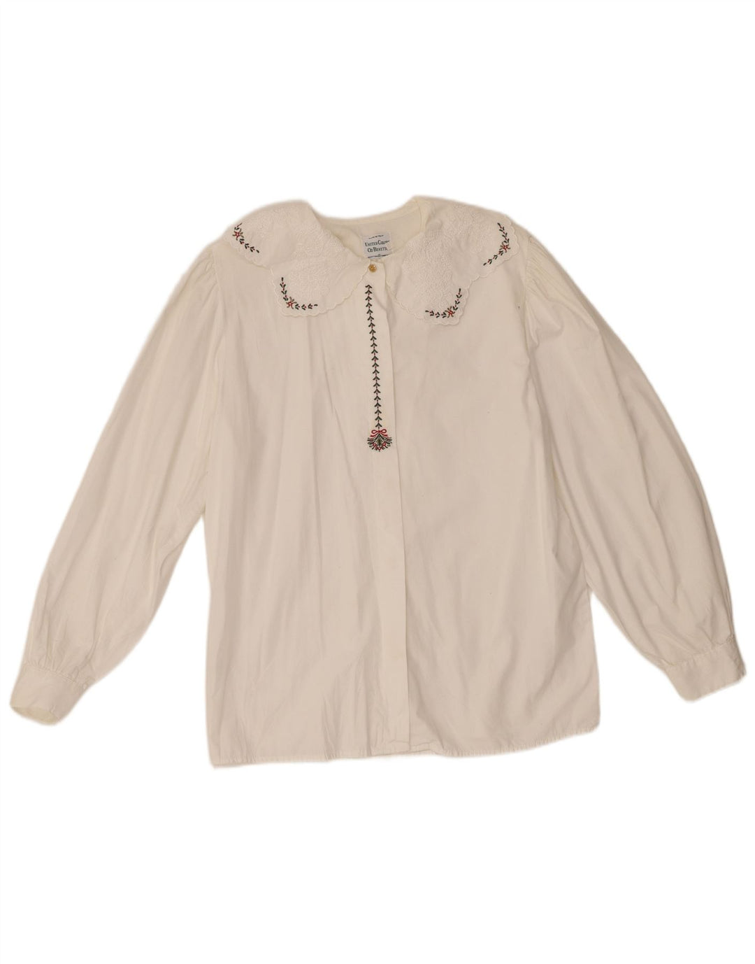 Benetton Womens Shirt Blouse IT 44 Medium Off White Cotton