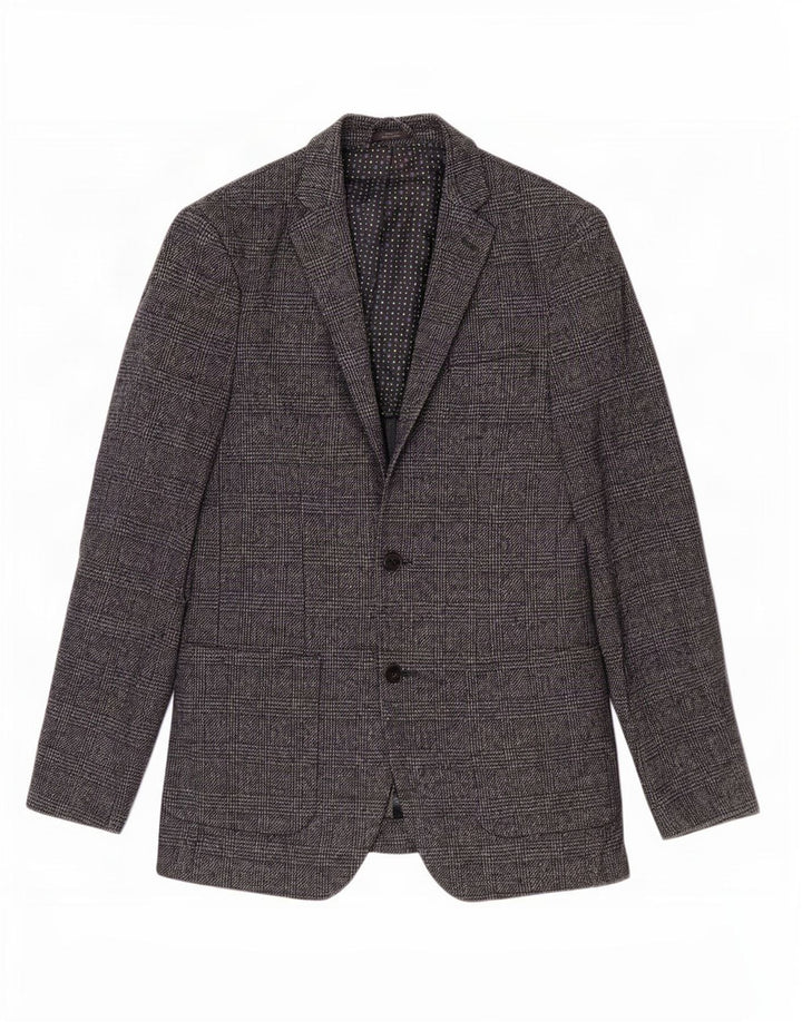 Marks & Spencer Mens 2 Button Blazer Jacket UK 36 Small Navy Blue Check