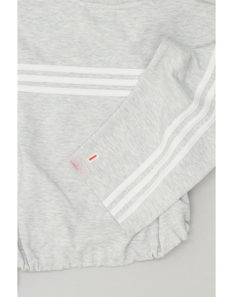 ADIDAS Womens Crop Sweatshirt Jumper UK 4/6 XS Grey Cotton | Vintage Adidas | Thrift | Second-Hand Adidas | Used Clothing | Messina Hembry 