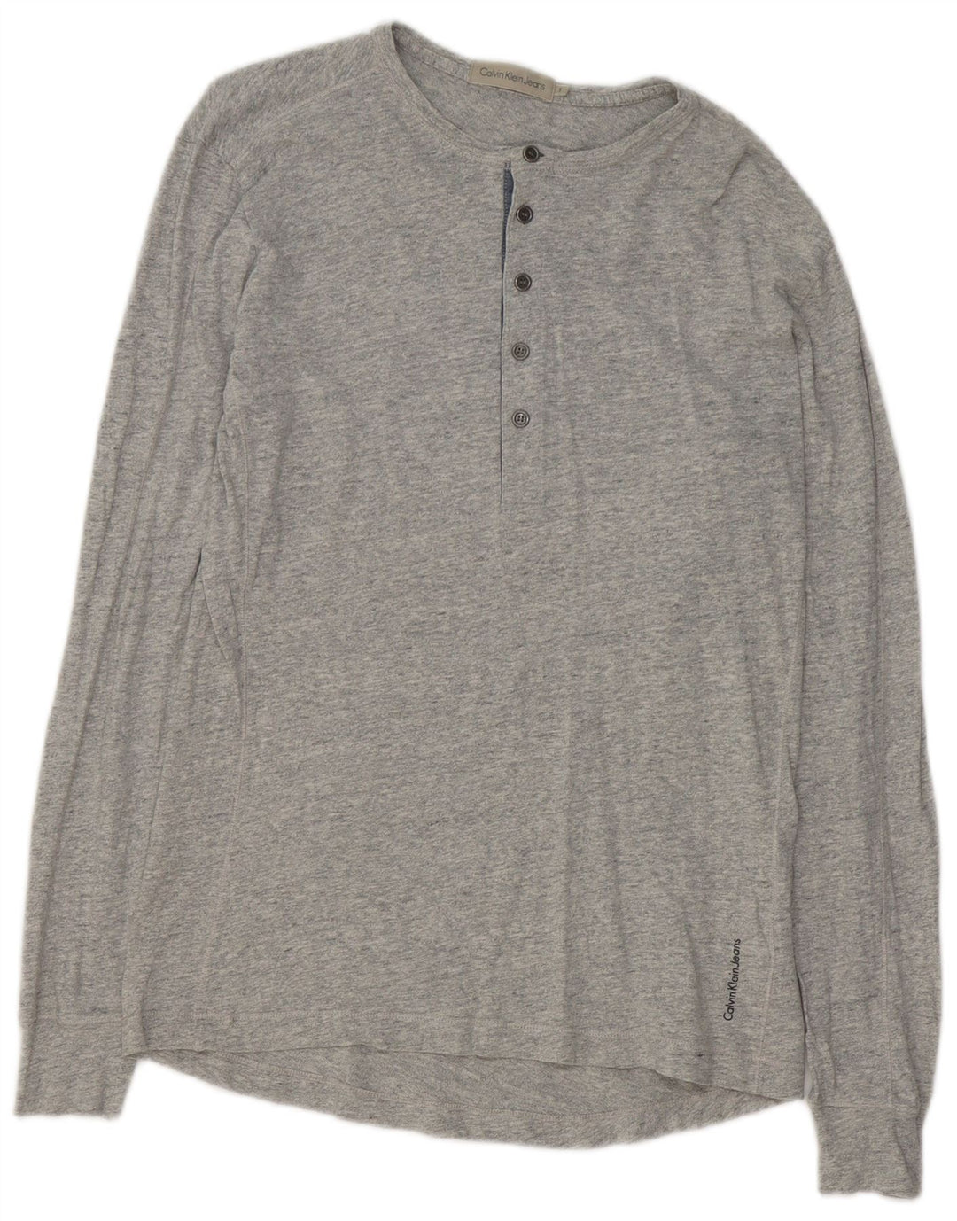 Calvin Klein Jeans Mens Top Long Sleeve Small Grey Flecked Cotton