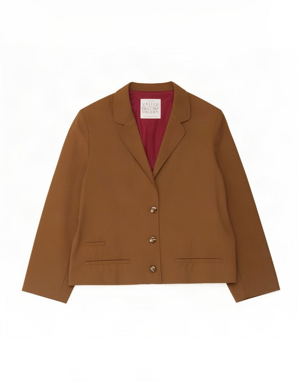 Benetton Womens 3 Button Blazer Jacket UK 16 Large Khaki