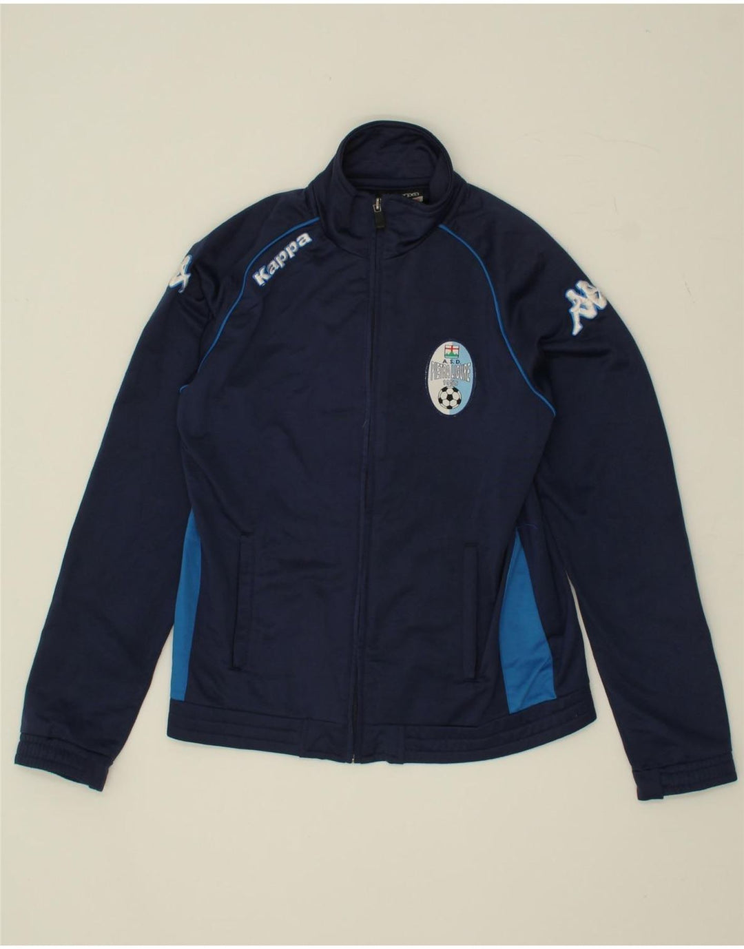KAPPA Boys Graphic Tracksuit Top Jacket 11-12 Years Navy Blue Colourblock Vintage Kappa and Second-Hand Kappa from Messina Hembry 