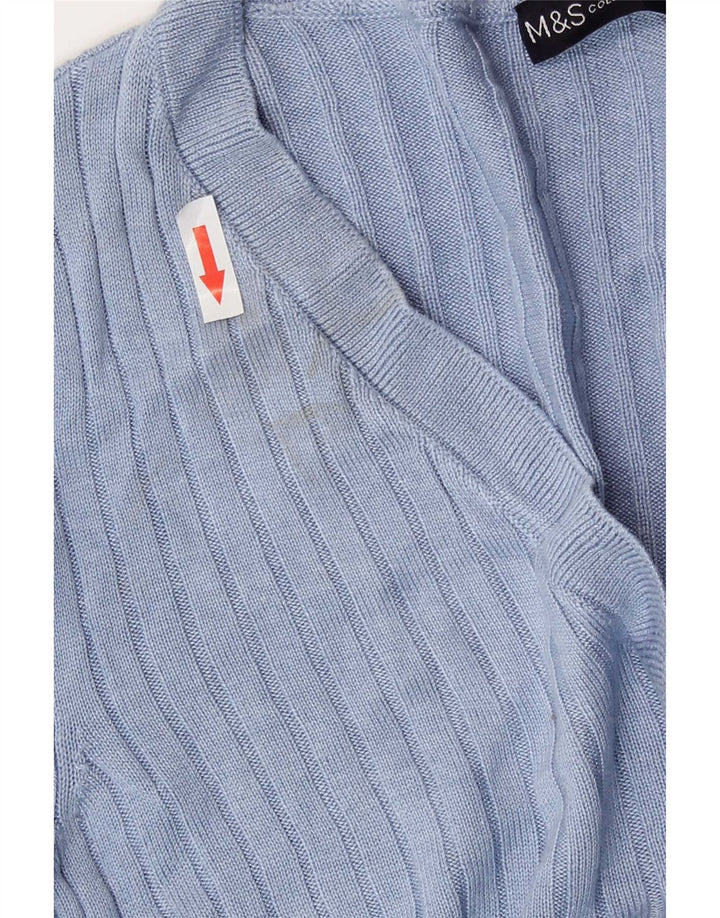 Marks & Spencer Womens Crop Blouse Top UK 12 Medium Blue Viscose