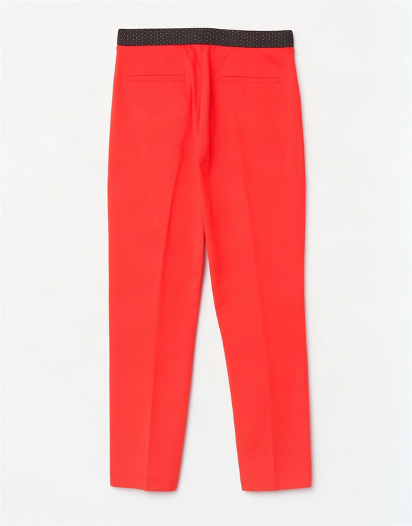 Zara Womens Slim Cropped Trousers Large W30 L26 Red Colourblock Cotton