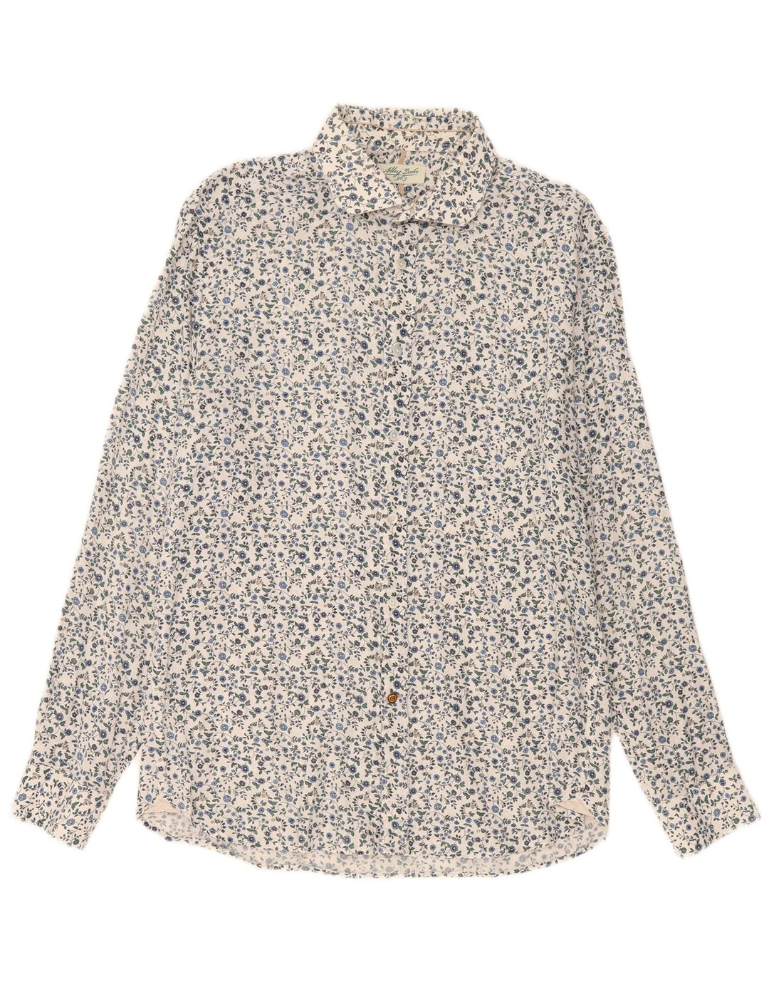 Alley Docks Mens Shirt XL White Floral Linen