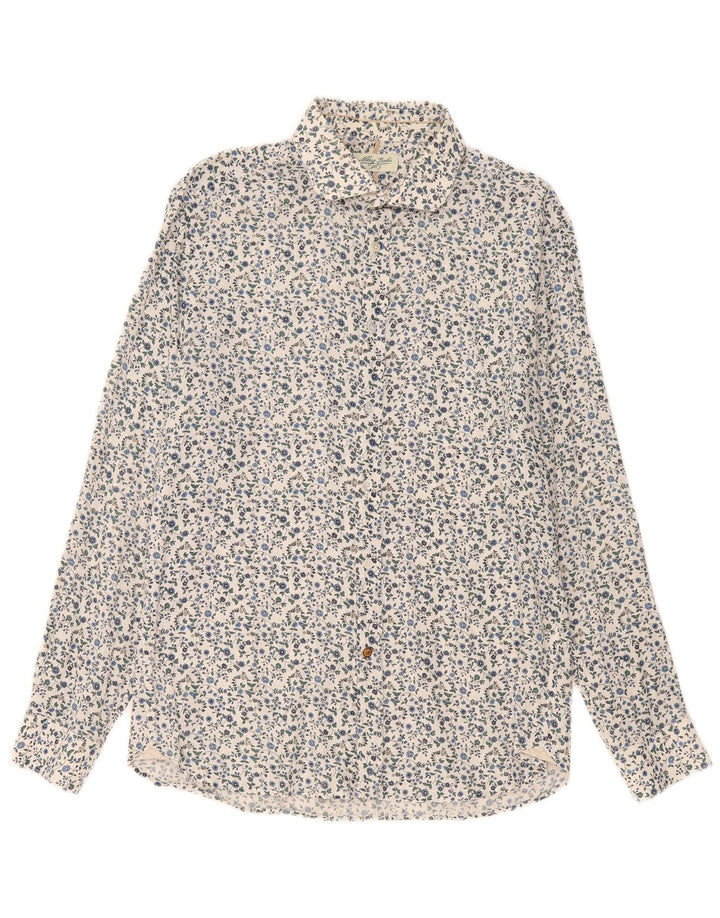 Alley Docks Mens Shirt XL White Floral Linen