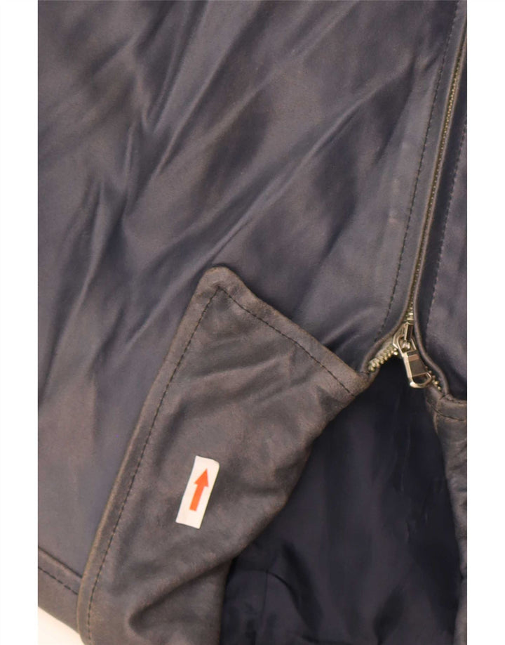 Kiros Mens Leather Jacket IT 52 XL Navy Blue
