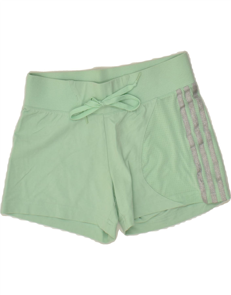 ADIDAS Womens Sport Shorts UK 10 Small Green Vintage Adidas and Second-Hand Adidas from Messina Hembry 