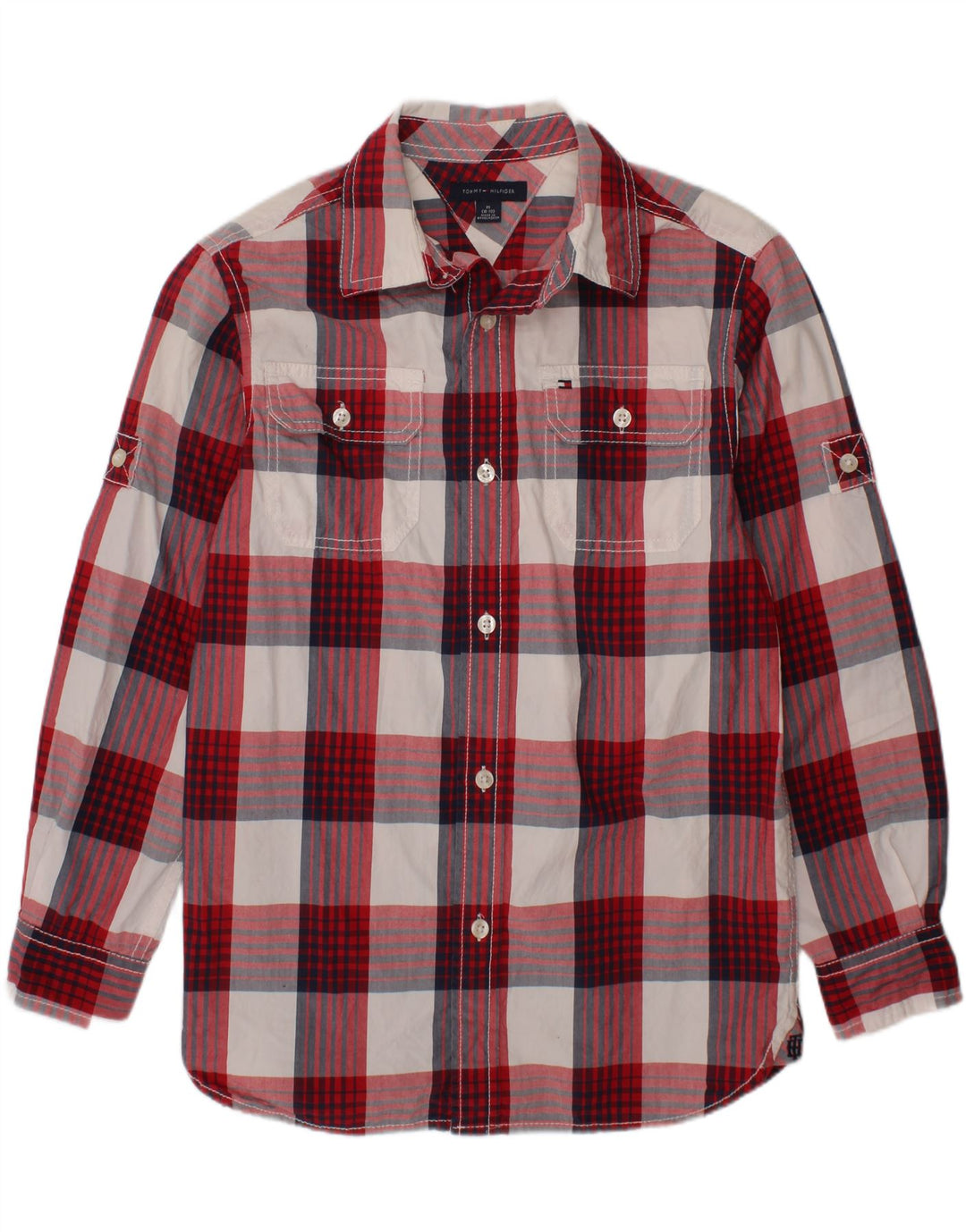 TOMMY HILFIGER Boys Shirt 8-9 Years Medium Red Check Cotton