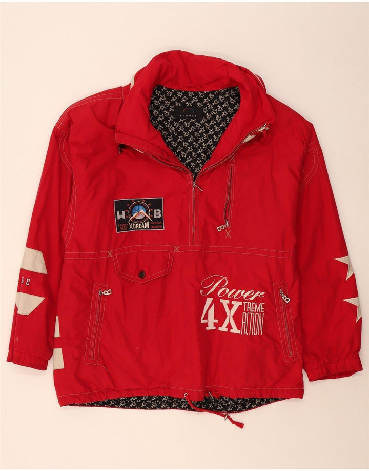BOGNER Mens Graphic Anorak Jacket UK 42 XL Red Colourblock Polyester
