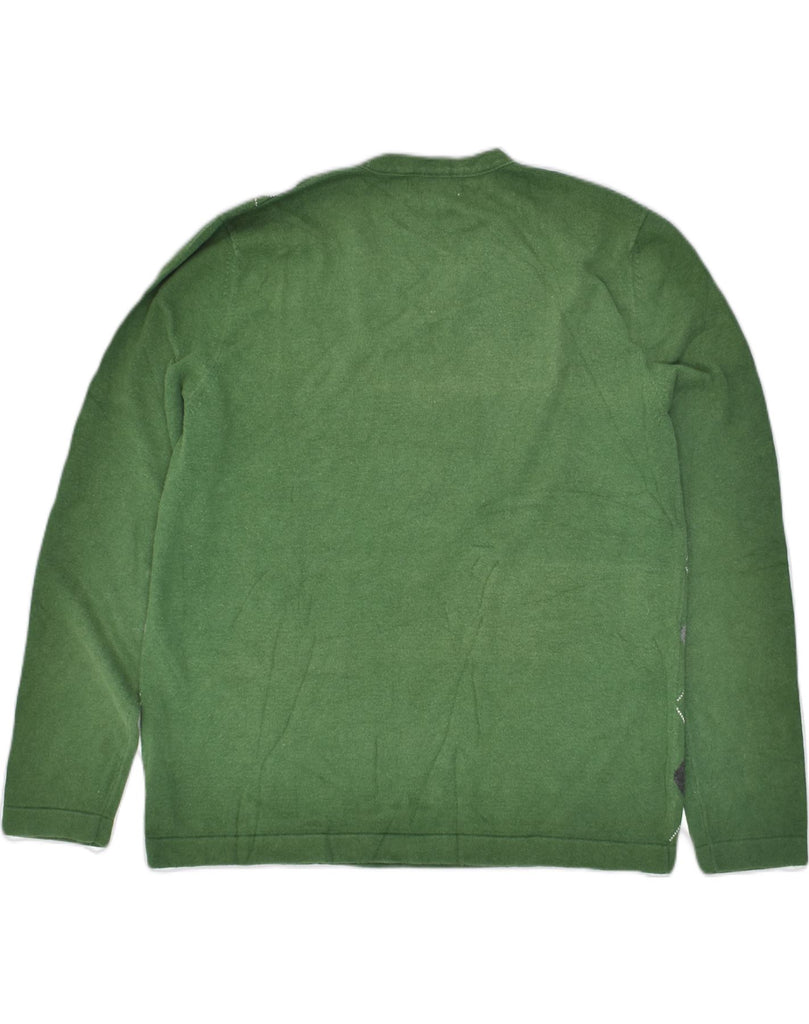 BANANA REPUBLIC Mens V-Neck Jumper Sweater Medium Green Argyle/Diamond | Vintage Banana Republic | Thrift | Second-Hand Banana Republic | Used Clothing | Messina Hembry 