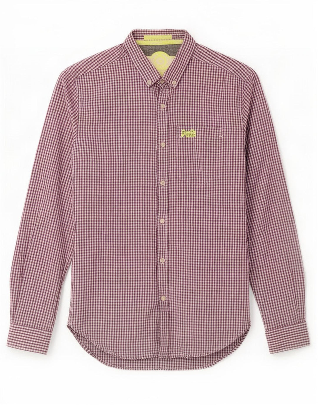 Superdry Mens Shirt Small Purple Gingham Cotton