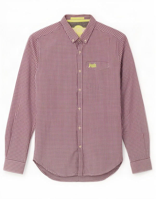 Superdry Mens Shirt Small Purple Gingham Cotton