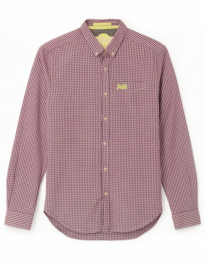 Superdry Mens Shirt Small Purple Gingham Cotton